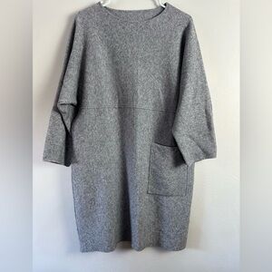 Italian Wool Angora Blend Sweater Dress Oversized Knit Gray Boxy Capsule
